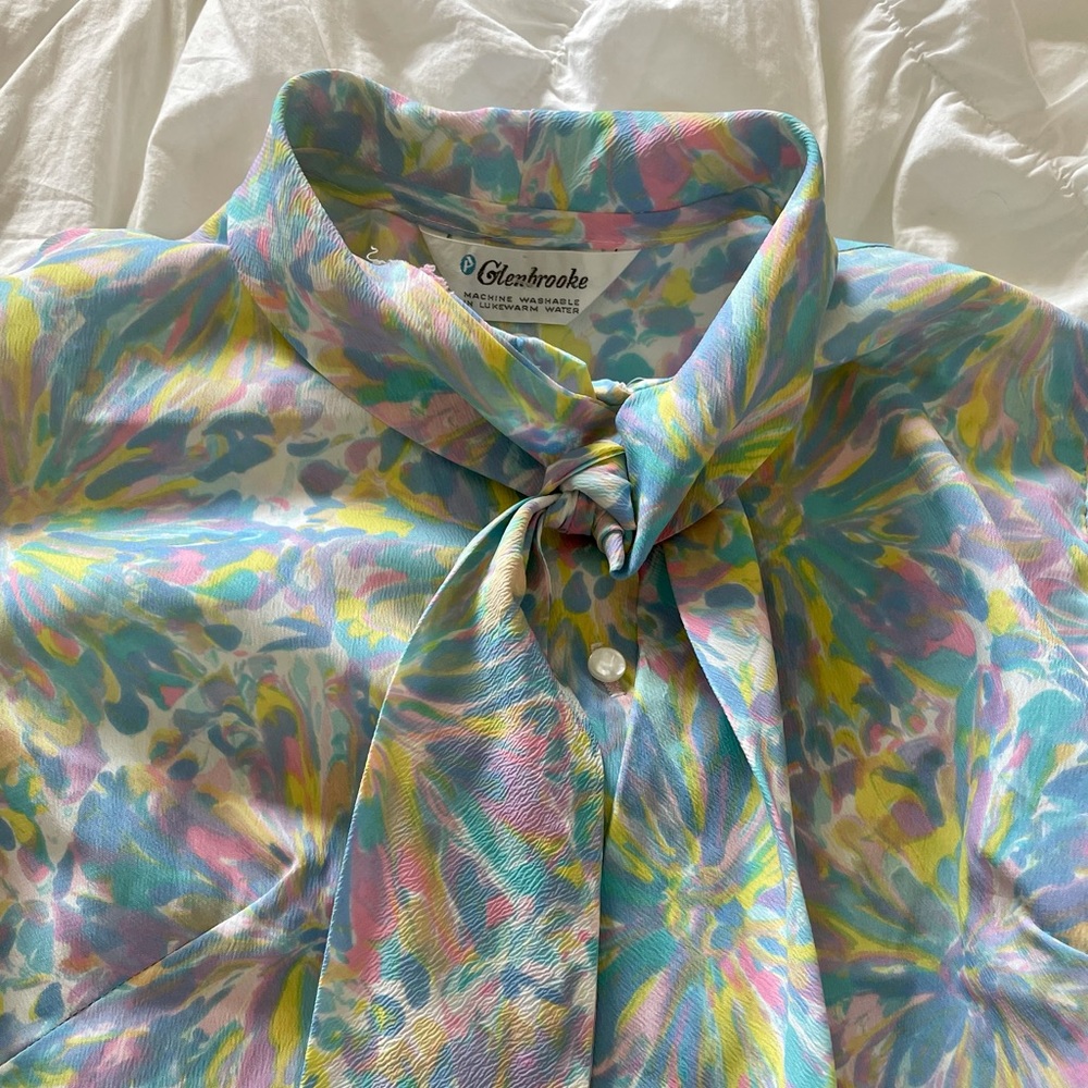 Vintage Pastel Watercolor Button Up Blouse